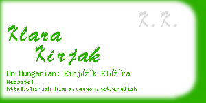 klara kirjak business card